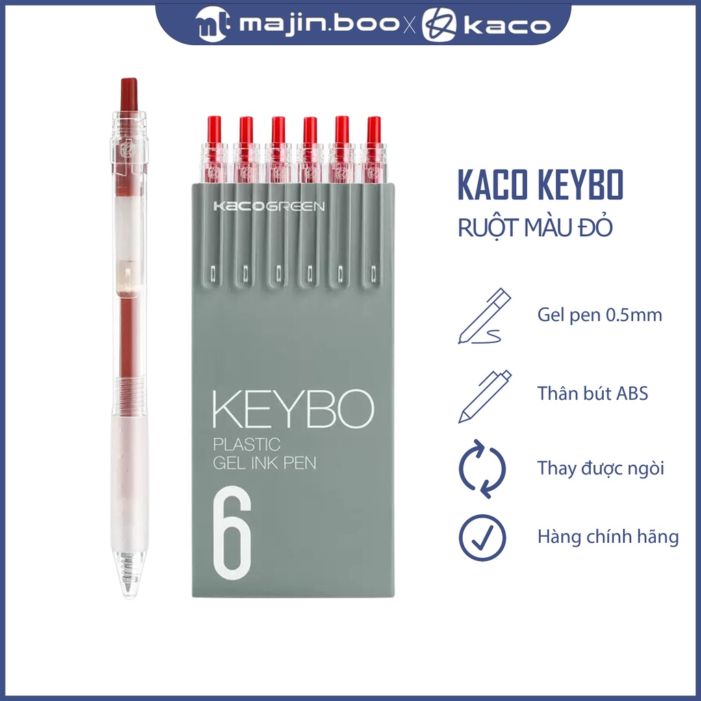 Bút gel KACO Keybo màu đỏ cây lẻ (Hàng chính hãng)