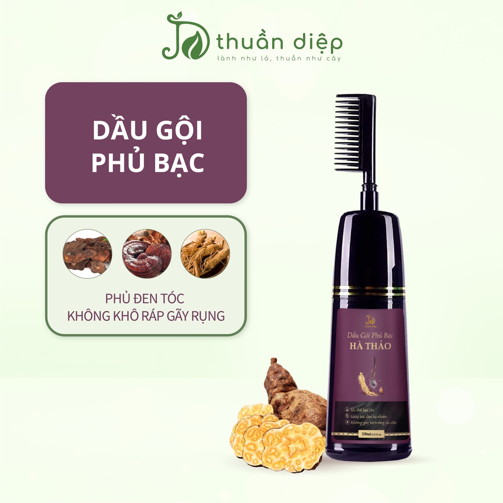 Dầu gội phủ bạc thảo mộc màu đen đều màu tự nhiên tinh chất nhân sâm không có hại cho da Thuần Diệp