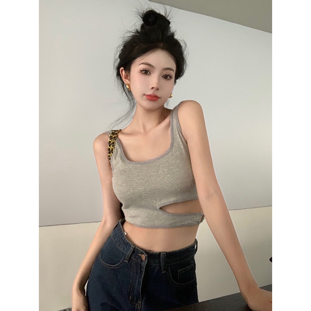 ZHELIHANGFEI Áo Croptop Hai Dây Lưng Cao Kiểu Dáng Ngọt Ngào Quyến Rũ