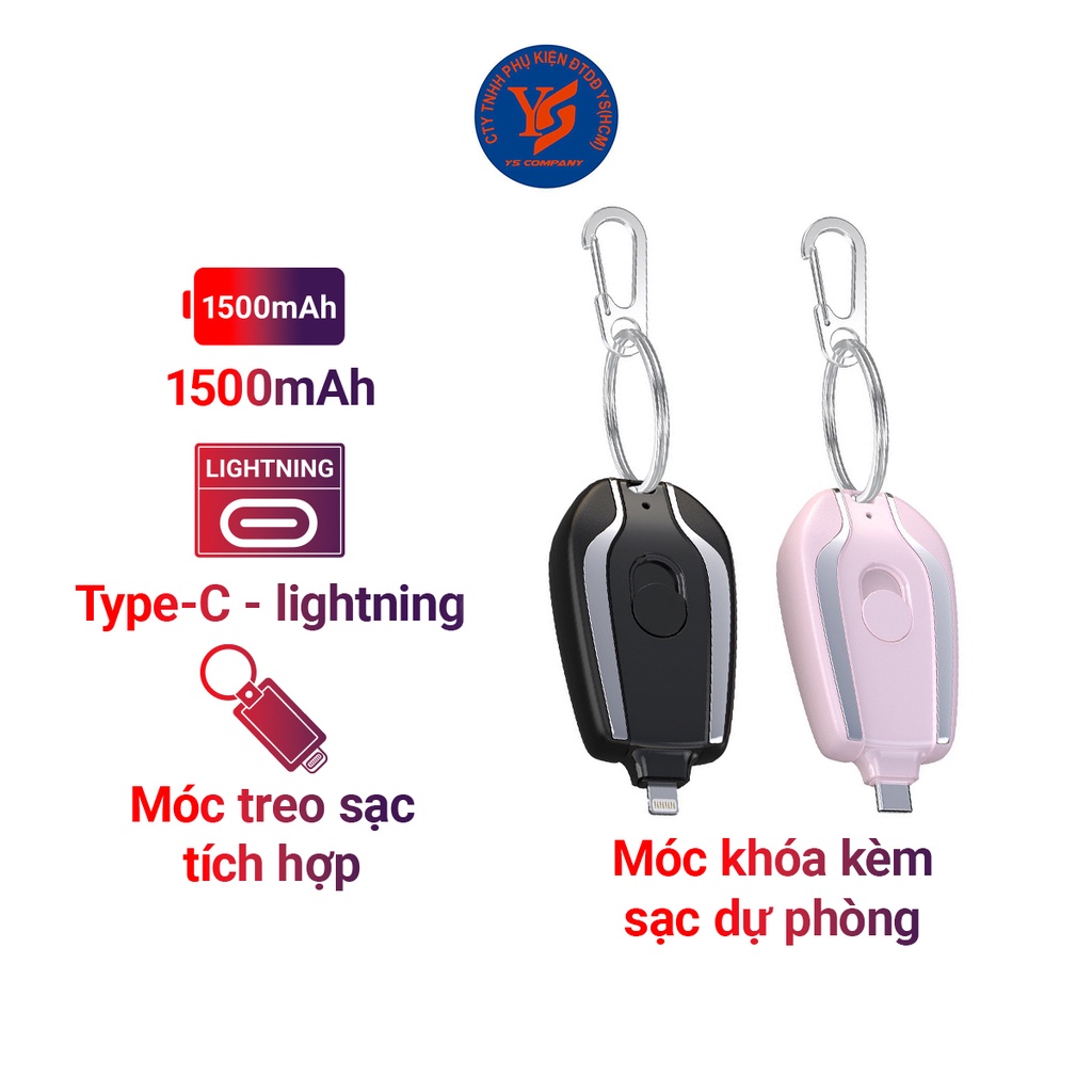 Móc Khóa Mini Kiêm Sạc Dự Phòng Mang Theo Tiện Lợi ,Nhỏ Gọn 1200w tích hợp cáp sạc bảo hành 12 tháng