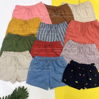   8kg-20kg  Quần short trơn bé gái chất linen mềm nhẹ Quần short linen bé gái trơn xuất dư nhiều màu 