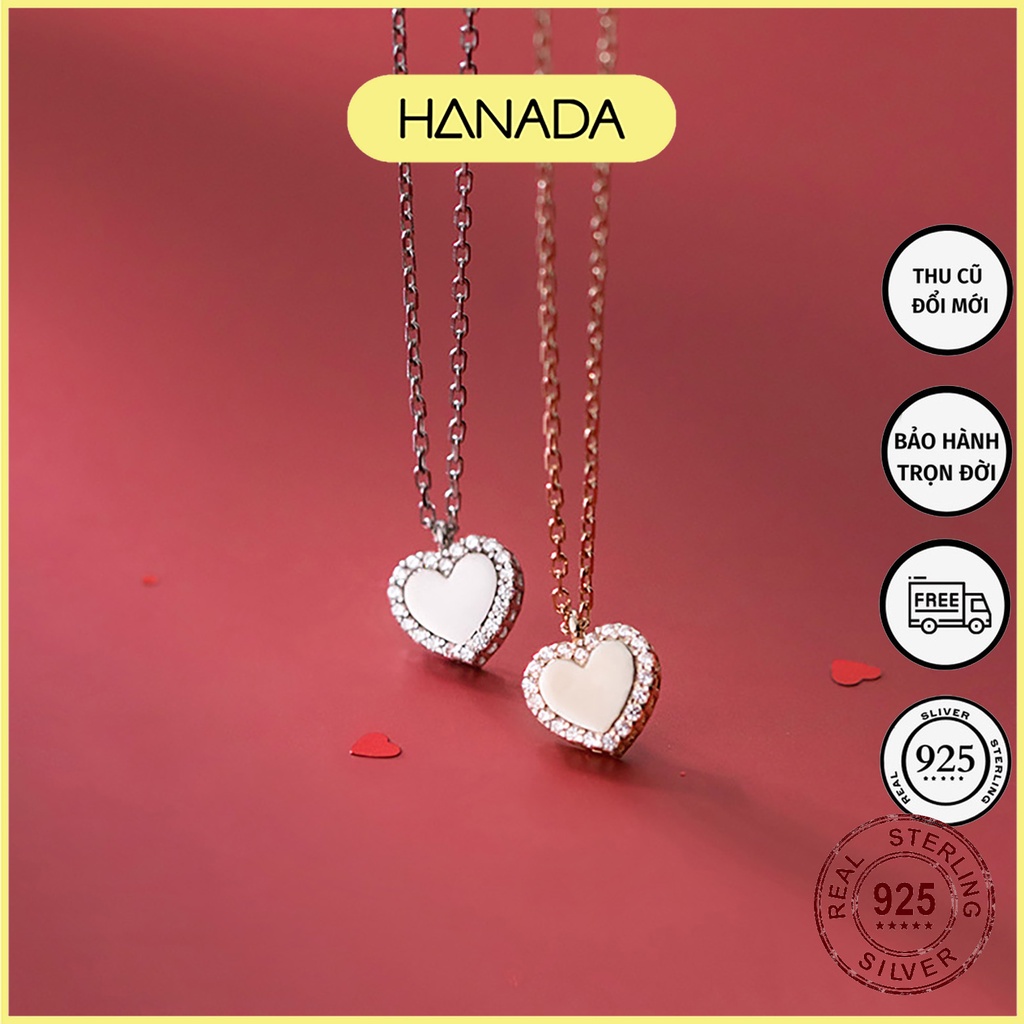 Dây chuyền Hanada Trái tim viền đá 0179 F10