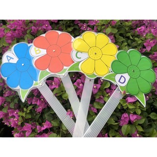 Hoa xoay trắc nghiệm 8 cánh, đáp án a, b, c, d, đ, s , mếu, cười