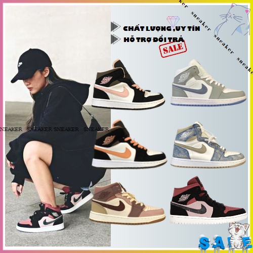 Giày thể thao JOR.DAN mid hot hành cho nam nữ, Giày sneaker JD Mid hồng đen- đỏ mận-hồng đen-xám xanh hàng S.Cấp full pk