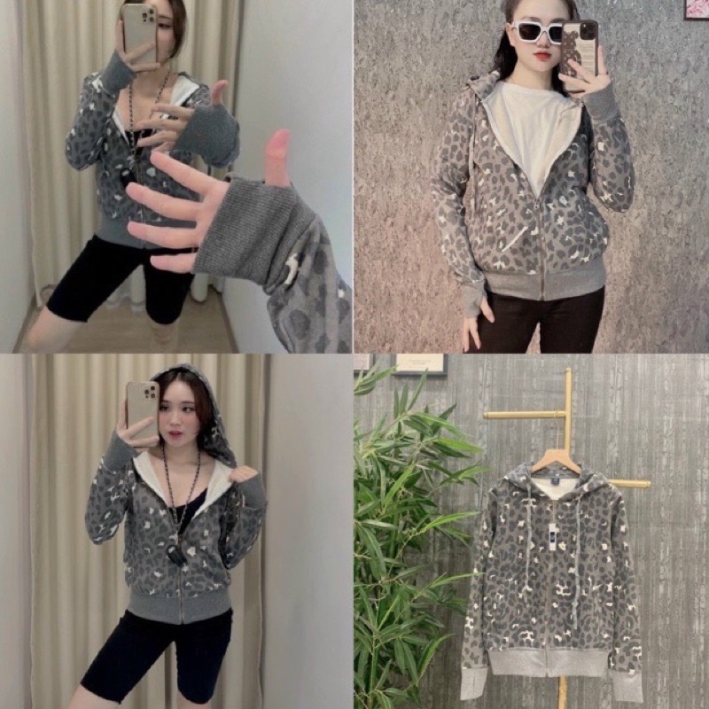Áo khoác thun chất đẹp nón to tay xỏ ngón có túi trong