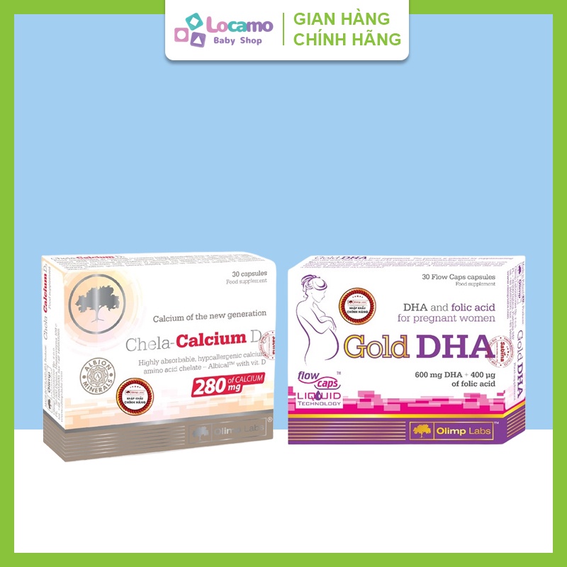 Combo Chela Calcium D3 Và Gold DHA Olimp labs cho bà bầu Giúp bổ sung Canxi và Vitamin D3 Hỗ trợ xương chắc khỏe