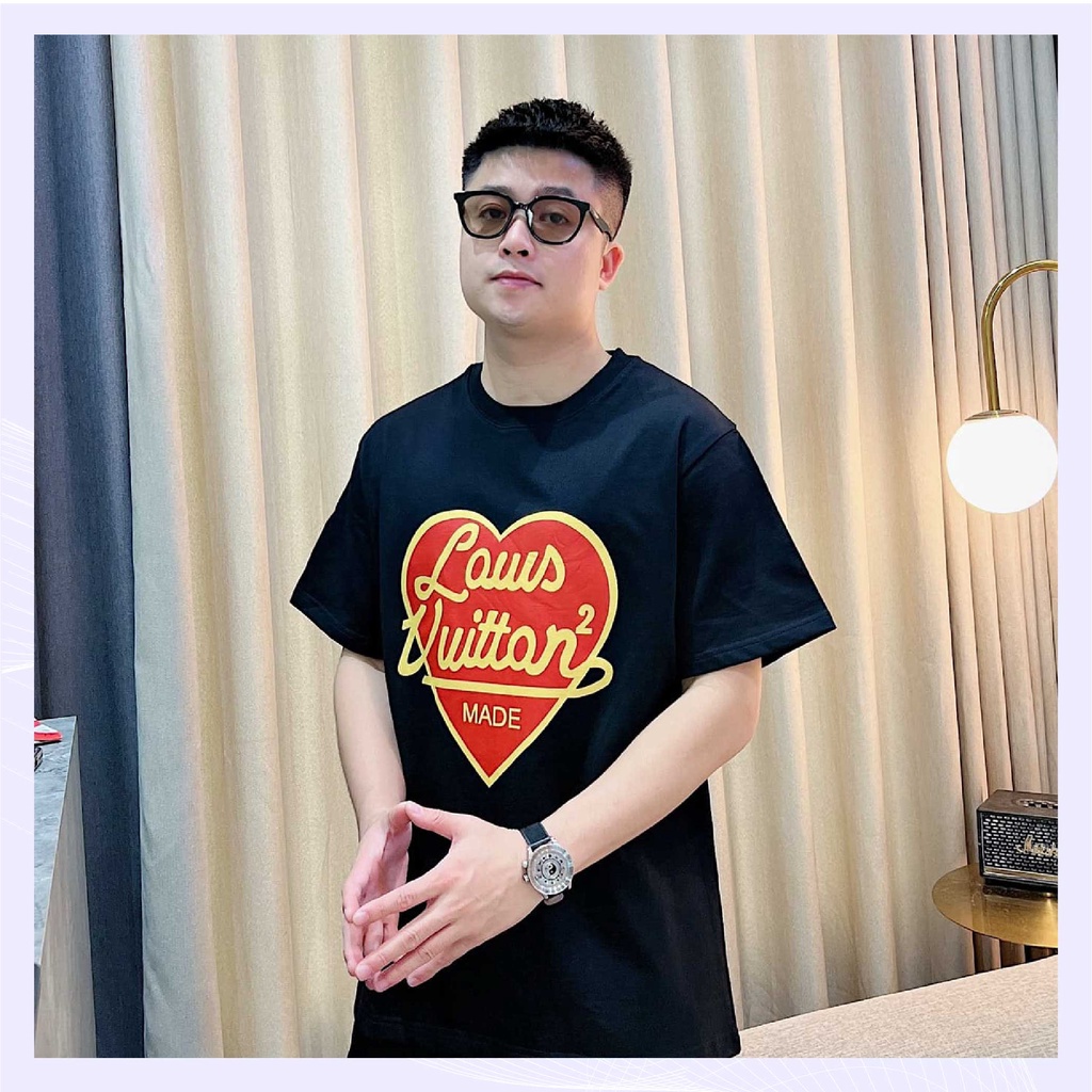 Áo thun LV trái tim Made form rộng tay lỡ cực xịn sò, Áo Phông Unisex Nam Nữ