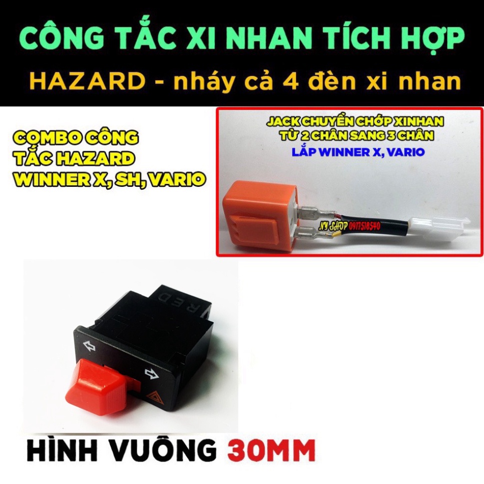 COMBO CÔNG TẮC XINHAN TÍCH HỢP ƯU TIÊN HAZARD CHO WINNER X 2023, SH , VARIO, SH 2023 ( 3 món)