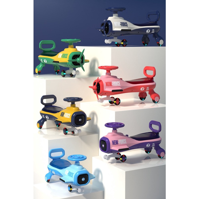 Xe lắc máy bay cho bé, Xe chòi chân cho bé có đèn nhạc, Nhiều màu sắc lựa chọn kích thước 72x42x40