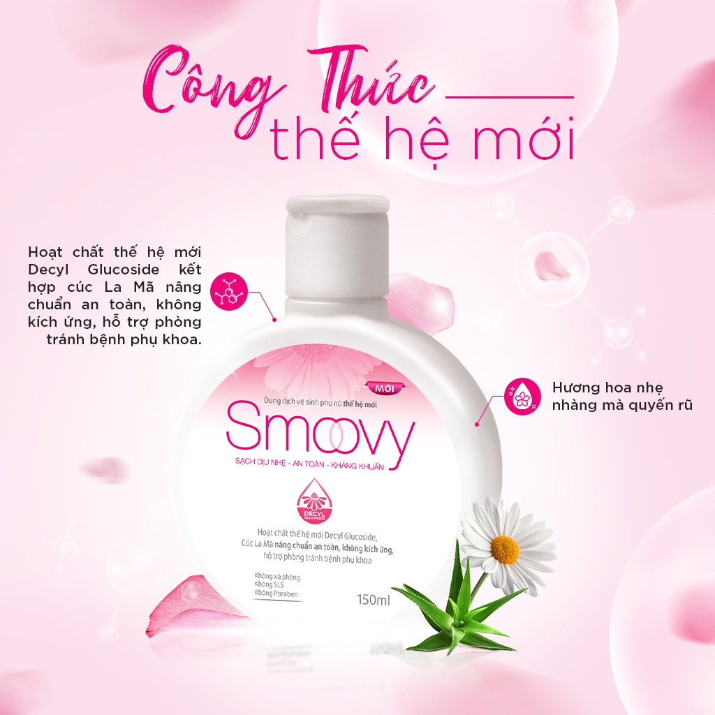 Dung dịch vệ sinh thế hệ mới Smoovy  sạch dịu nhẹ, an toàn dung tích 150ml