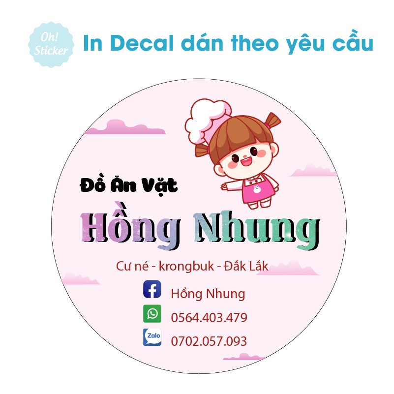 In Decal Theo Yêu Cầu, Decal logo dán các loại, in chuẩn màu sắc nét, đã cắt sẵn. Oh Sticker