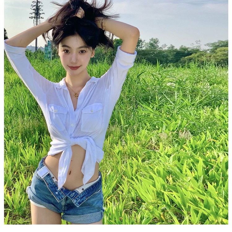 Áo sơ mi kiểu WEIRD PUSS tay dài cổ bẻ thời trang quyến rũ xinh xắn dành cho nữ