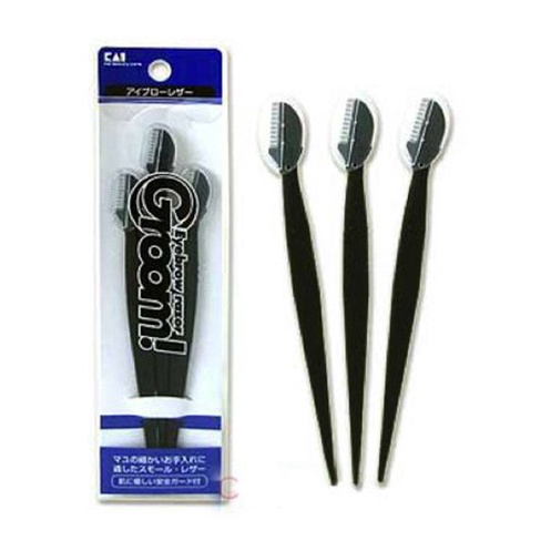 Set 3 dạo cạo lông mày cán dài KAI (màu đen)