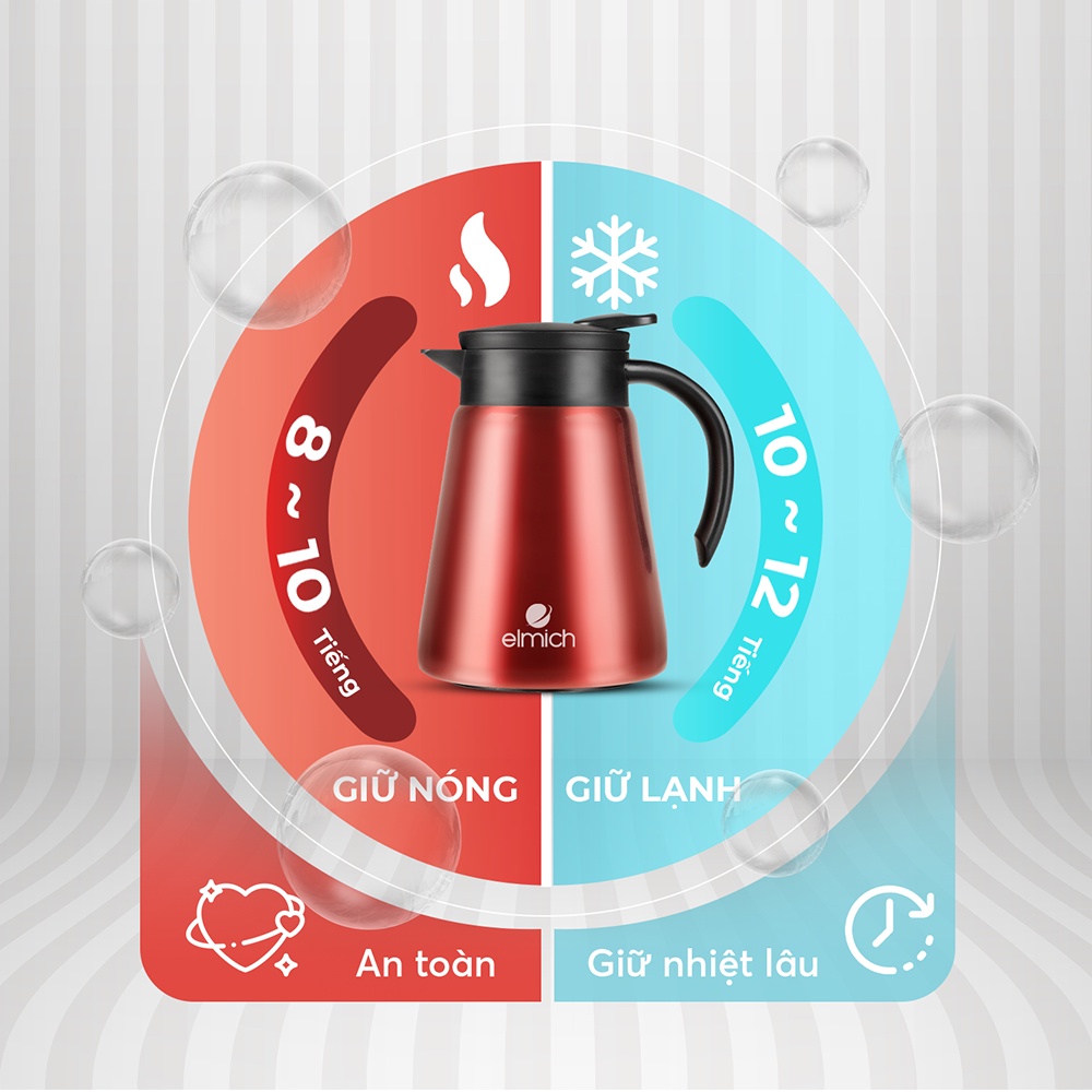 Bình Giữ Nhiệt Gia Đình INOX 304 Elmich EL-8298  - Hàng Chính Hãng