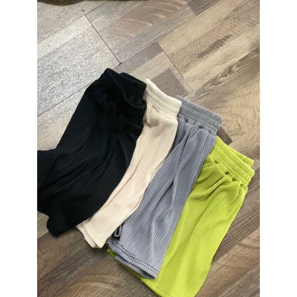 Quần Sooc dập ly nữ [ Freeship ]  Quần cạp chun vải tăm lạnh ít nhăn thoáng mát