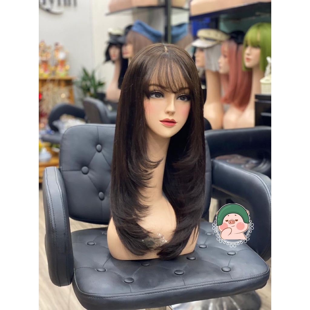 Tóc nguyên đầu bằng tóc thật 100% mượt đẹp siêu da 3D cao cấp 50cm