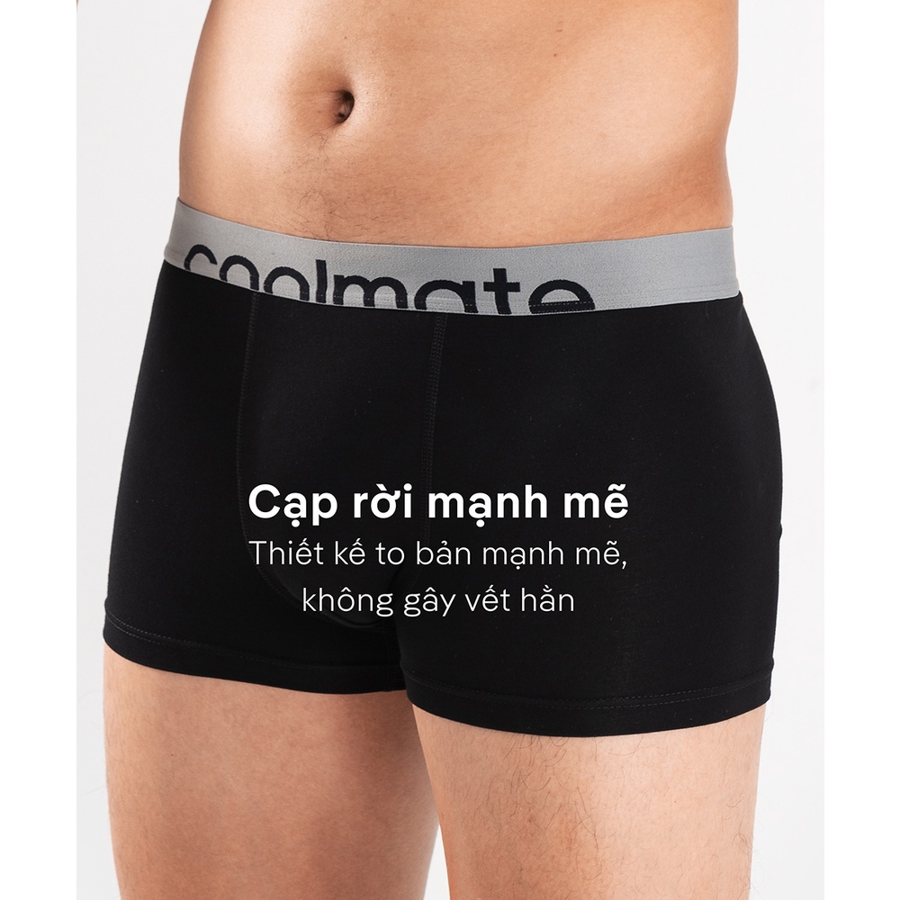Combo 3 Quần lót Trunk vải Cotton Modal đen cạp mới co giãn không vết hằn - thương hiệu Coolmate chất lượng cao