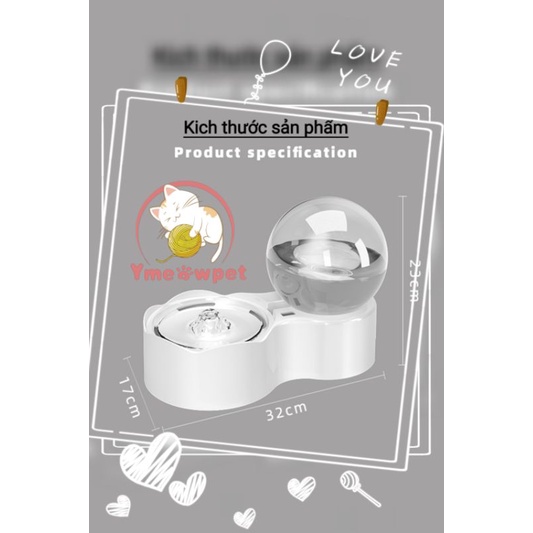 Máy uống nước lọc nước trên động cho mèo / đài phun nước tự động cho thú cưng dùng tích lớn phù hợp cho mèo chân lùn