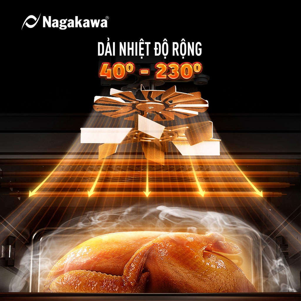 Lò Chiên Không Dầu Nagakawa NAG3308,Dung Tích 16L, Công Suất 1600W, Bảo Hành Chính Hãng 12 Tháng