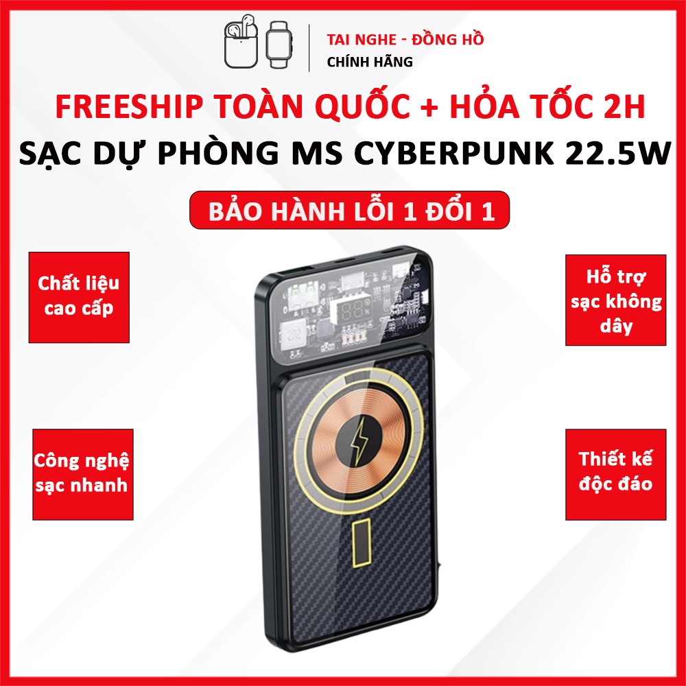 Sạc Dự Phòng MS Cyberpunk 22.5W Dung Lượng Lớn/ LED Hiển Thị Thông Tin - MobileCity