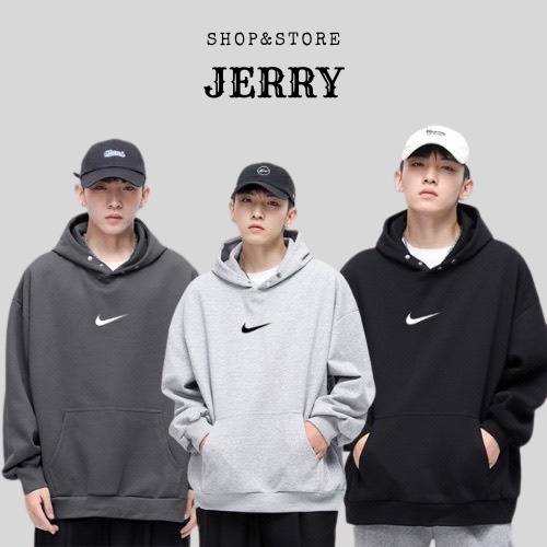 Áo hoodie nike thêu dày dặn nam nữ, hoodie nike bấm cúc chính hãng 001 JERRYshop_store