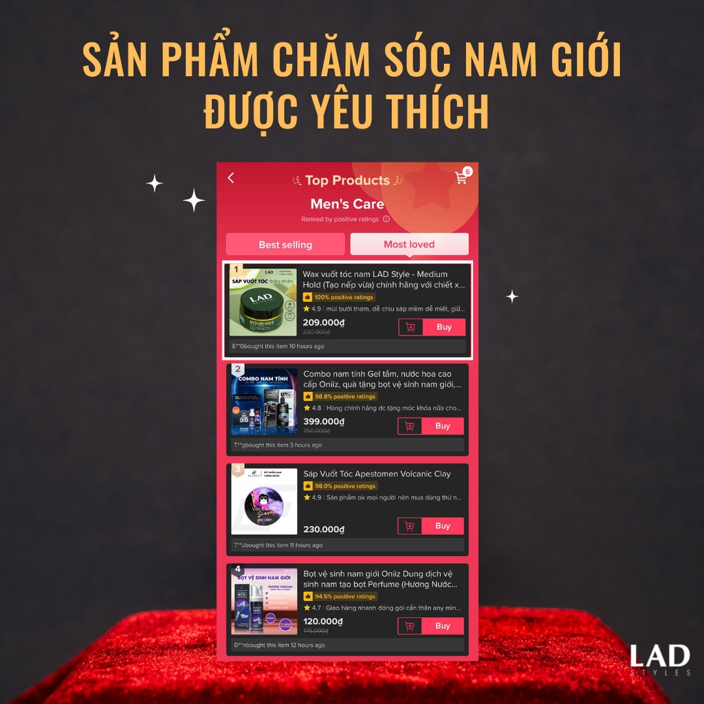 - Sáp vuốt tóc nam LAD Styles - MEDIUM HOLD  chiết xuất thiên nhiên từ tinh dầu bưởi