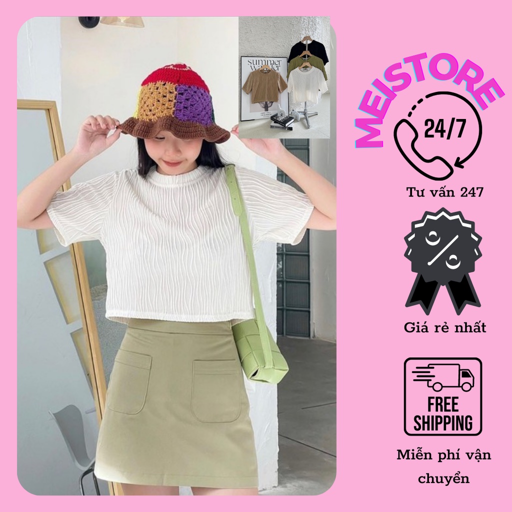 Áo pull họa tiết lượn sóng dáng croptop hottrend 2023 Meistore98 phong cách ulzzang dành cho nữ nhiều màu