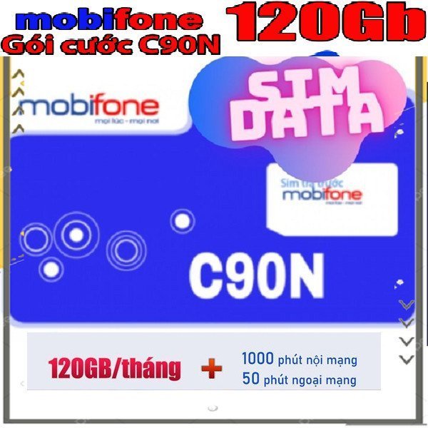 Sim 4G Mobifone Tặng 12Gb/Ngày Sim Miễn Phí Nghe Gọi Gói C90N - Sim Bảo hành 1 năm