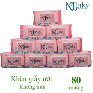 Combo 10 gói khăn ướt Minky 80 tờ không mùi