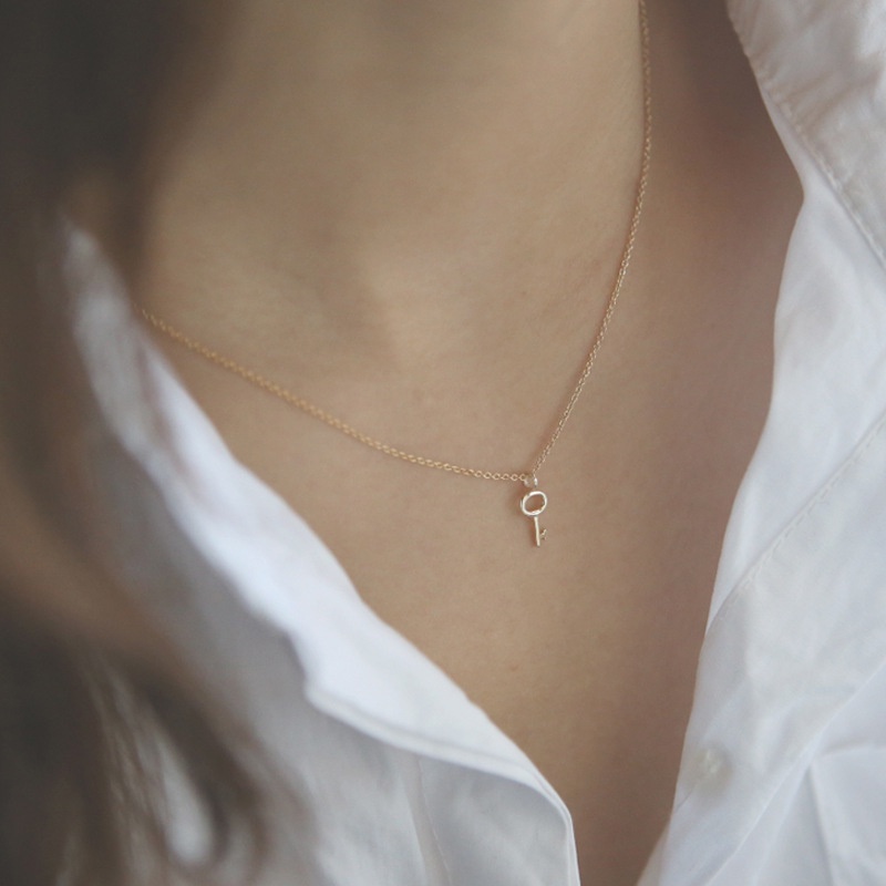Vòng cổ bạc 925 mạ vàng mặt chìa khoá tối giản bạc 925 màu gold