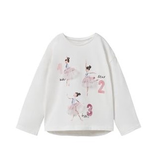 Áo phông trắng dài tay bé gái Zara