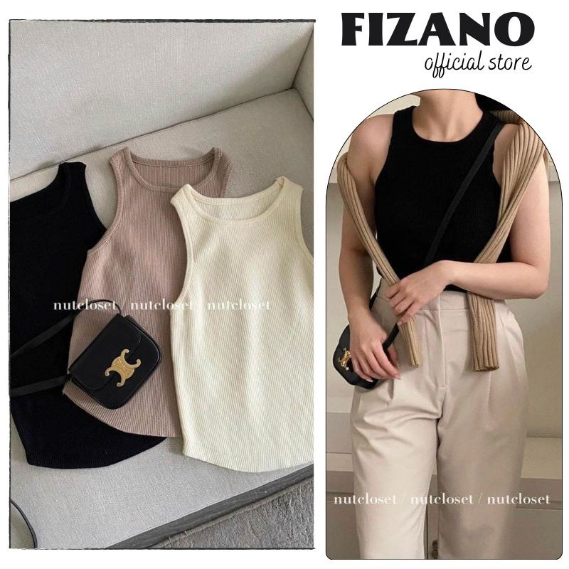 Áo nữ sát nách set 3 áo 3 màu đen nâu trắng cổ tròn tôn dáng chuẩn form mẫu mặc Fizano