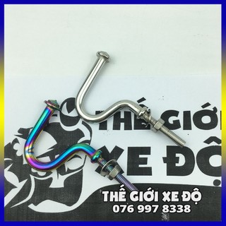 Móc treo đồ xe máy kiểu cong inox titan - phụ kiện đồ chơi móc treo xe máy