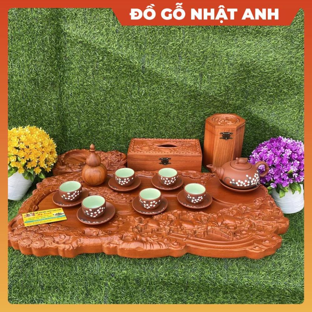 Combo 6 món đồ gỗ mỹ nghệ mini mã đáo thành công ấm chén khay trà gỗ hương đỏ, Đồ gỗ nội thất cao cấp hộp giấy lọ tăm | BigBuy360 - bigbuy360.vn