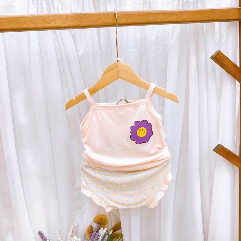 Bộ áo hai dây - quần chip vải cotton 4 chiều cho bé GÁI đồ hè cho bé gái