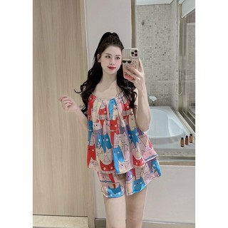 Đồ mặc nhà, đồ ngủ nữ 2 dây lụa mango cao cấp freesize 45-60kg