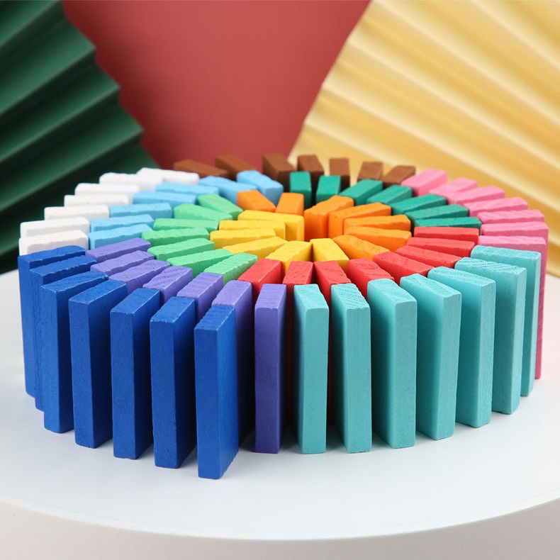 Bộ đồ chơi 100/120 hình khối Domino bằng gỗ cho bé - CTT026