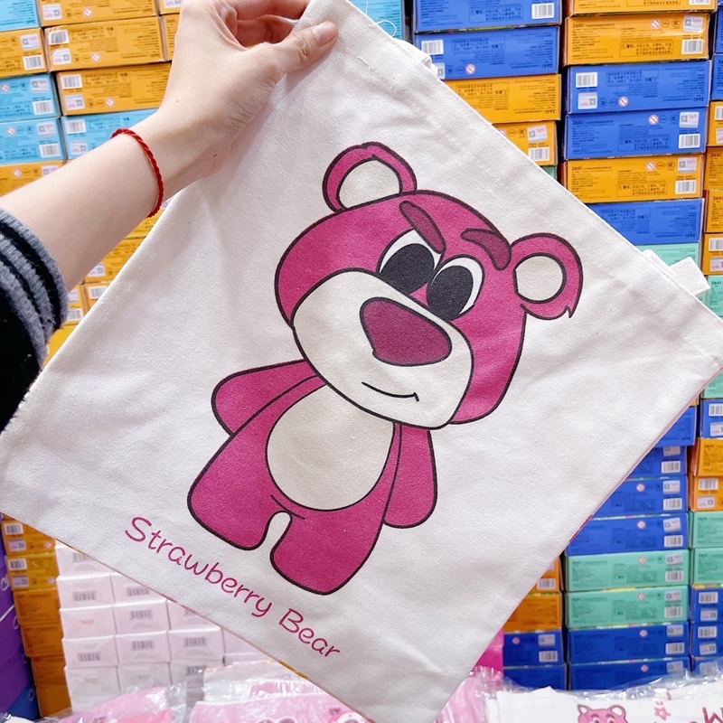 Túi Tote Vải Canvas Gấu Dâu Lotso Bear/Thỏ Tím/Kuromi Cute Đi Học, Đi Làm