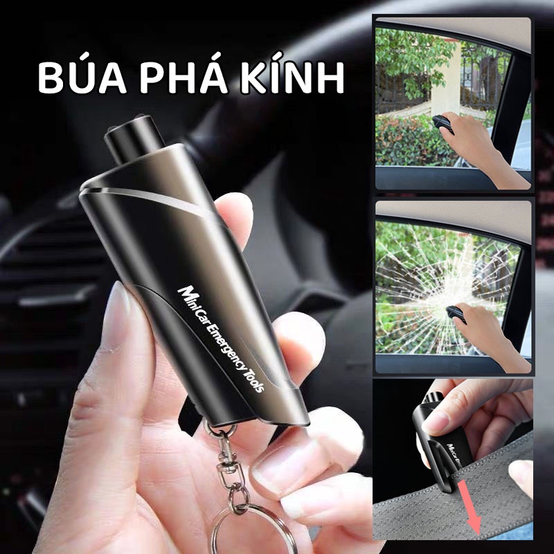Búa phá kính ô tô kiêm dao cắt dây an toàn mini thoát hiểm - Dùng cho xe hơi và xe bus