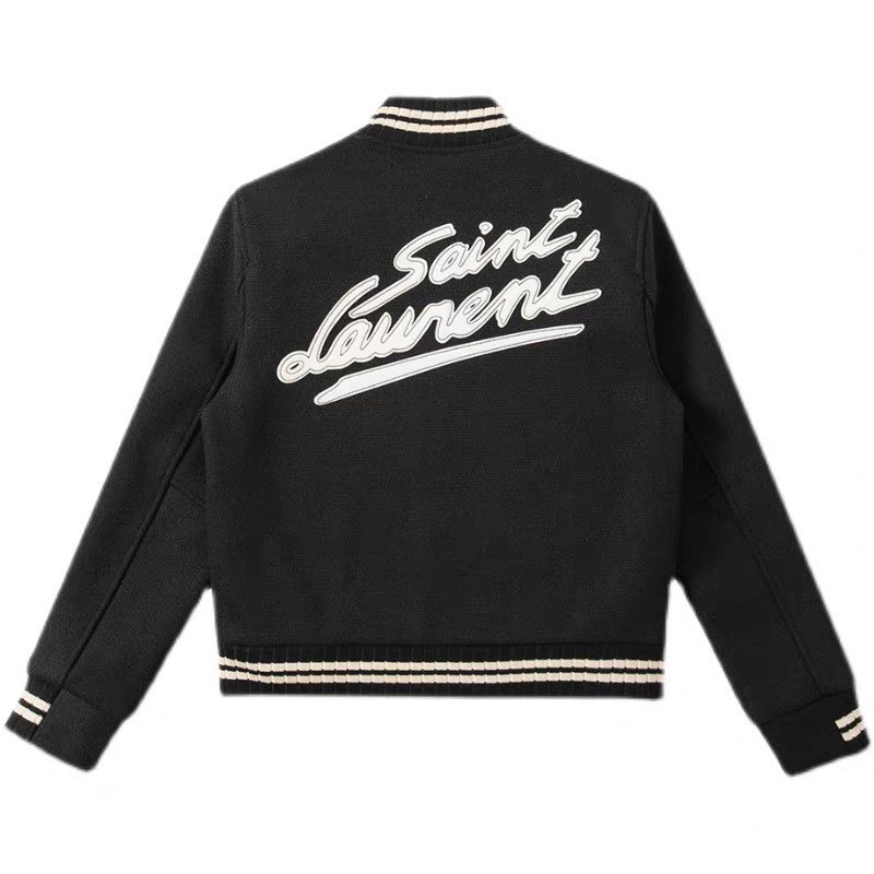 Áo Khoác Bomber Saint Laurent Cao Cấp Logo Thêu Chữ Nổi Form Đẹp Hot Trend 2023