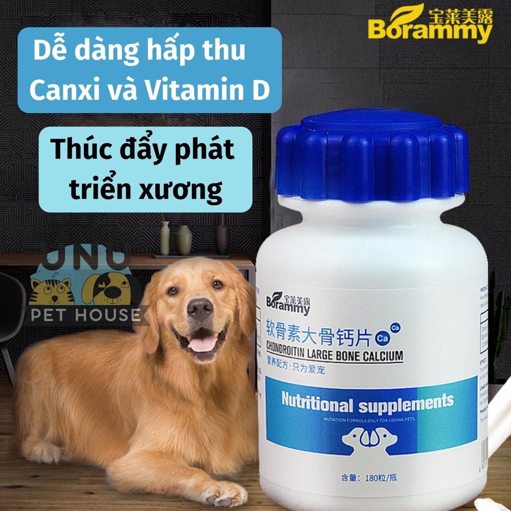 Vitamin cho chó mèo, tổng hợp các loại canxi, viên men tiêu hóa, dưỡng lông, khoáng chất cho chó mèo, lọ 180 viên – UNU