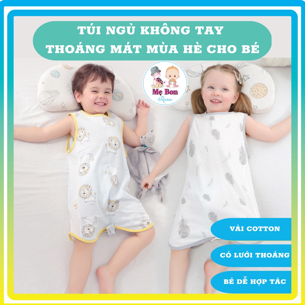 Túi ngủ hở chân cho bé có lưới mùa hè chất cotton thoáng mát
