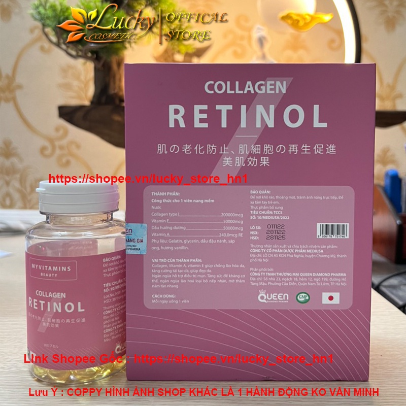 COLAGEN RETINOL Viên Uống Giúp Da Căng Bóng Sáng Không Nếp Nhăn Hộp 30 Viên