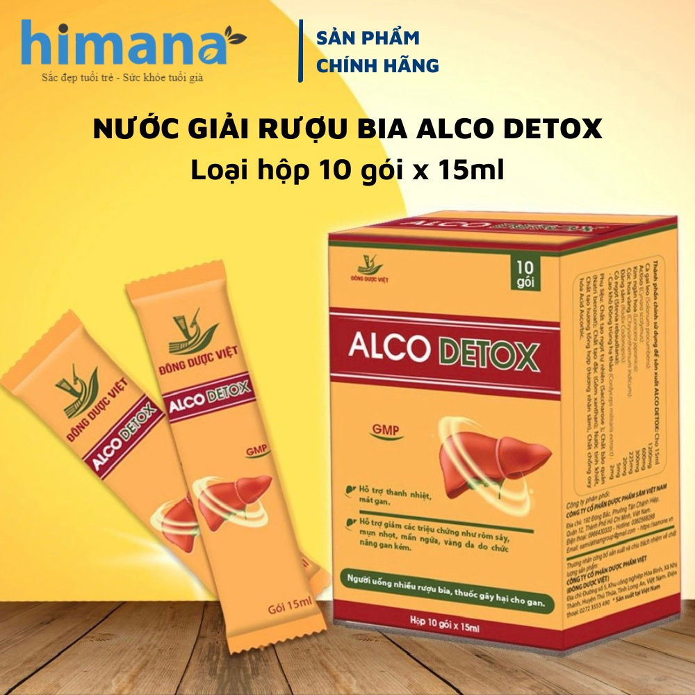 Nước Giải Rượu Bia Alco Detox Hỗ Trợ Thanh Nhiệt, Tăng Cường Chức Năng Giải Độc, Bảo Vệ Gan Hộp 10 Gói x 15ml