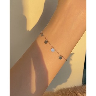 Lắc tay bạc INS sợi mảnh charm tròn Bling Bling