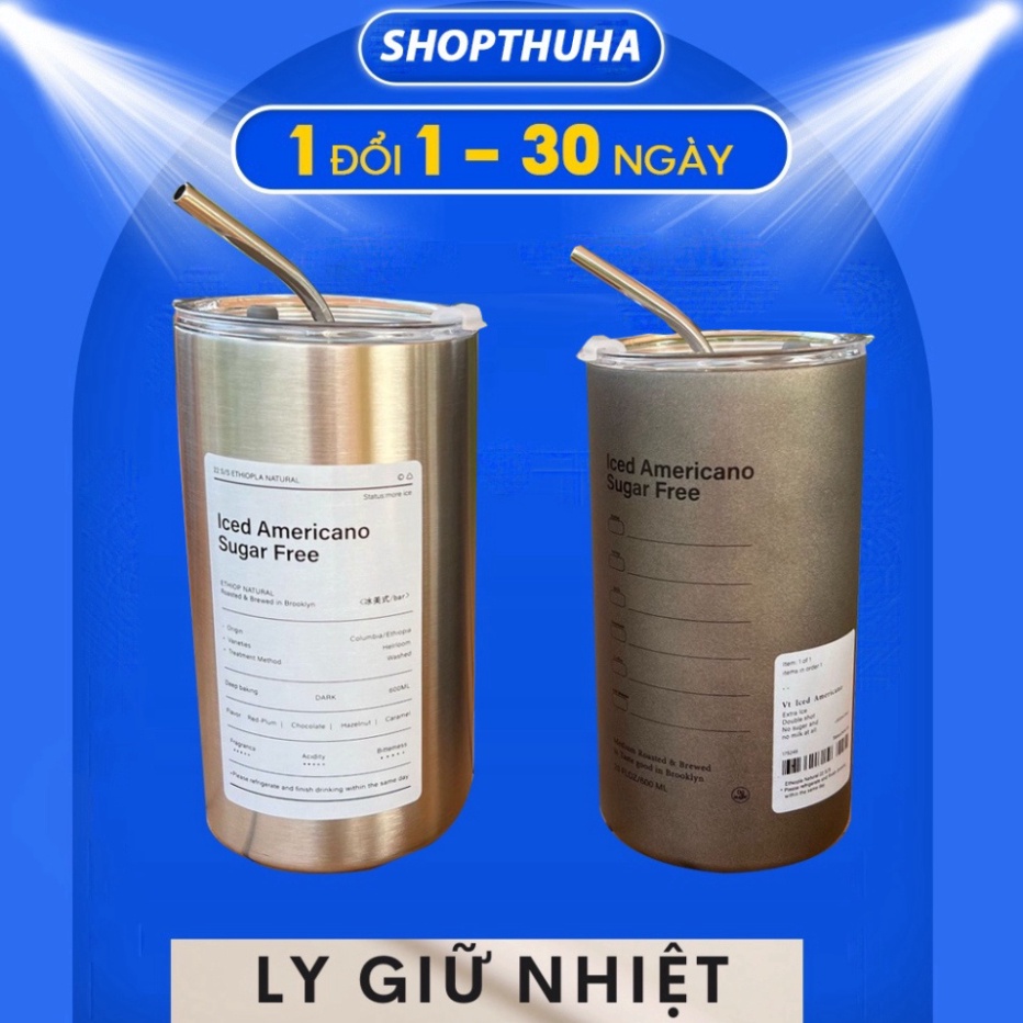 Cốc Giữ Nhiệt Inox Có Ống Hút Ly Uống Coffee , Ly Giữ Nhiệt Inox