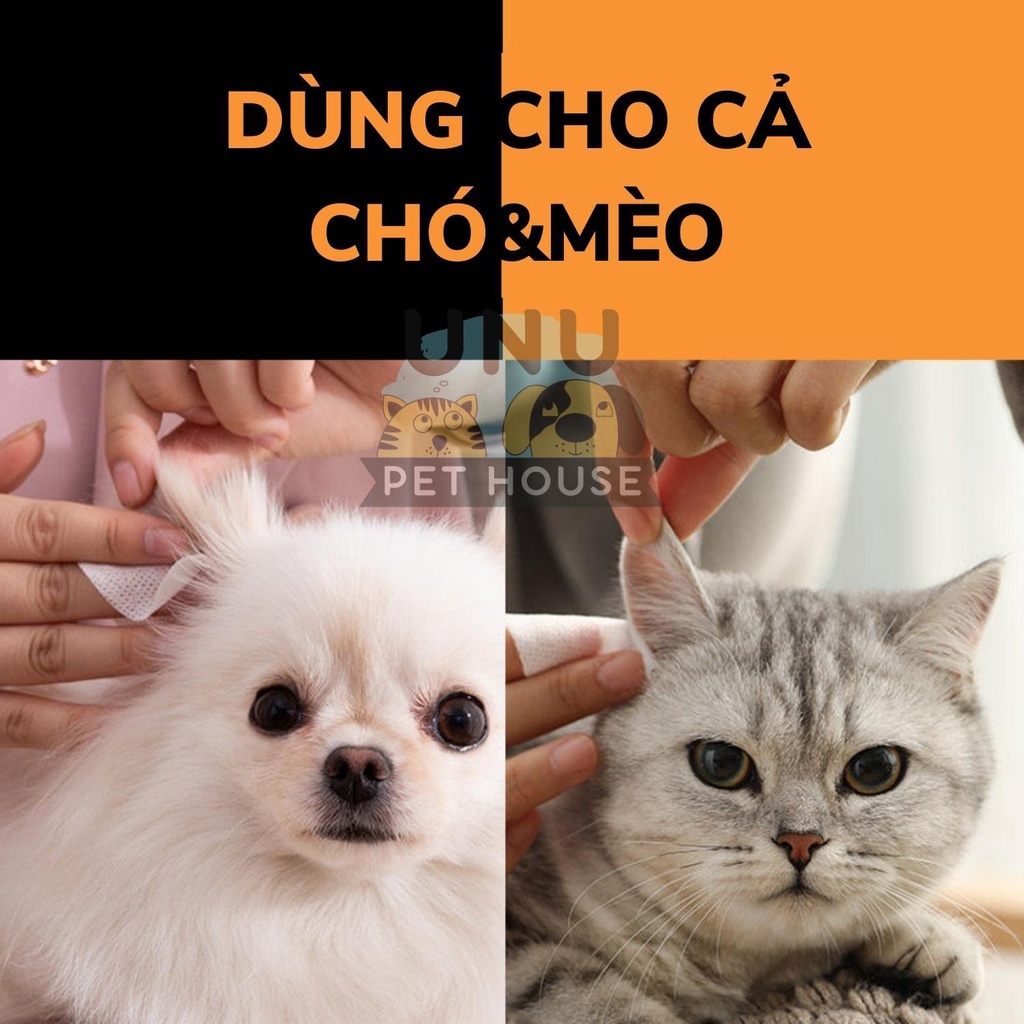 Combo khăn lau tai và khăn lau mắt cho chó mèo, chống viêm tai, viêm mắt, giảm vết ố mắt - UNU Pet House