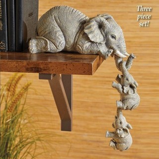  LOVIVER Bộ 3 bức tượng voi LOVIVER bằng nhựa dễ thương dùng trang trí