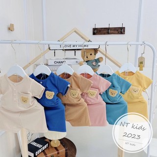 Bộ thun tăm lạnh cổ trụ có cúc cho bé từ 6-15kg