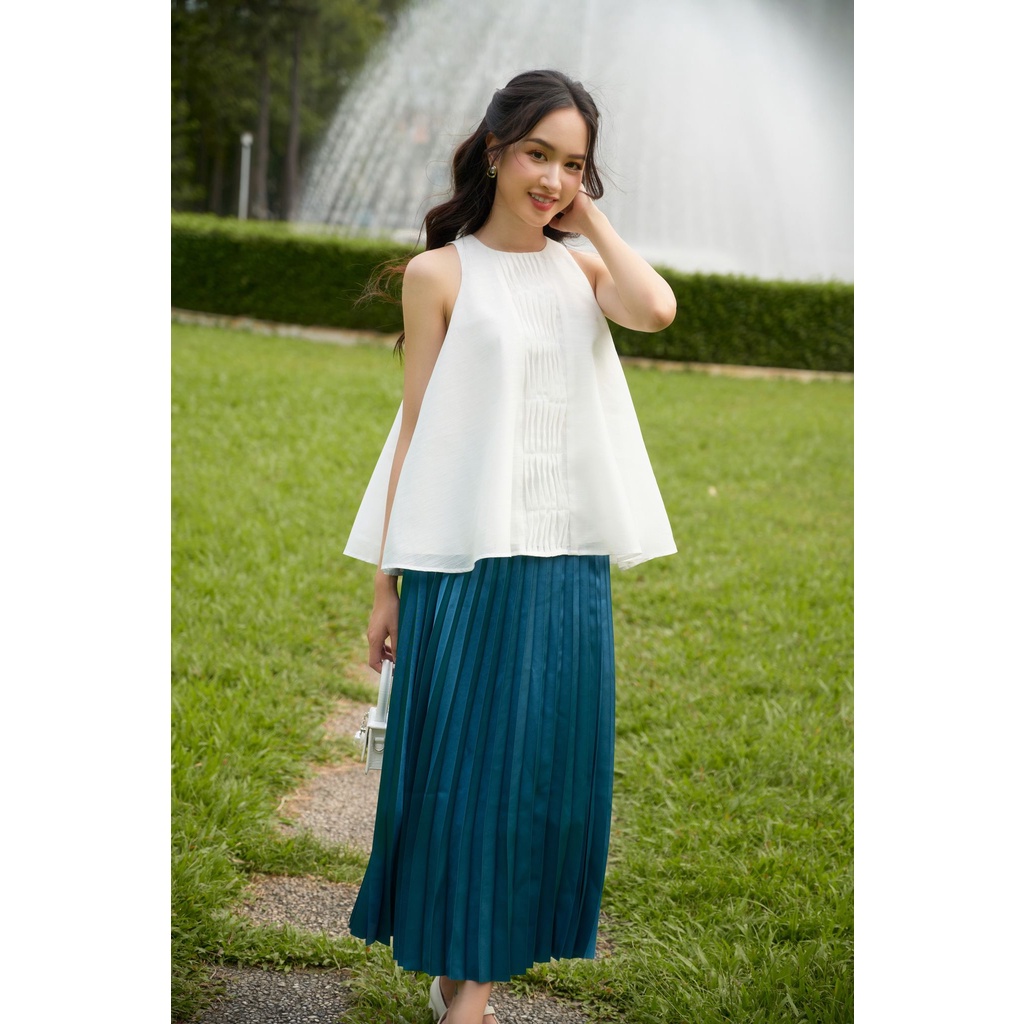 OLV - Chân váy Satin Pleated Skirt in Blue